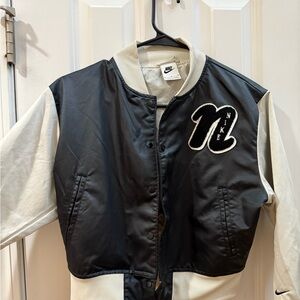 Nike Black and Cream Letterman Jacket